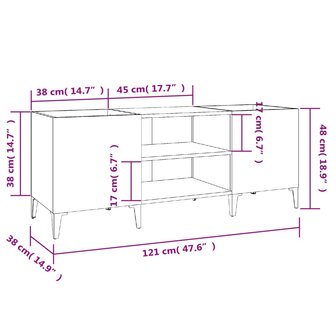 Platenkast 121x38x48 cm bewerkt hout wit 8