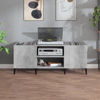 Platenkast 121x38x48 cm bewerkt hout betongrijs 3