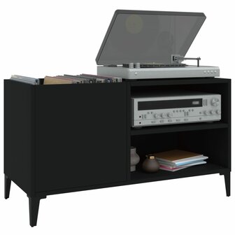Platenkast 84,5x38x48 cm bewerkt hout zwart 4