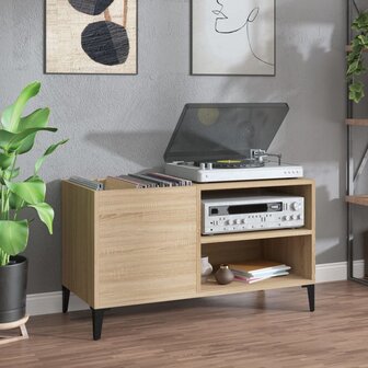 Platenkast 84,5x38x48 cm bewerkt hout sonoma eikenkleurig 1