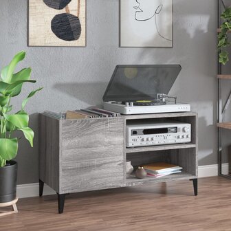 Platenkast 84,5x38x48 cm bewerkt hout grijs sonoma eikenkleurig 1