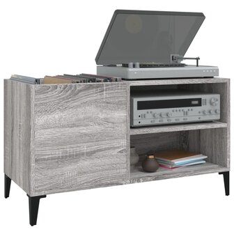 Platenkast 84,5x38x48 cm bewerkt hout grijs sonoma eikenkleurig 4