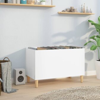 Platenkast 74,5x38x48 cm bewerkt hout hoogglans wit 1