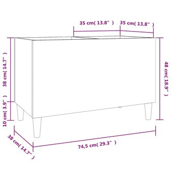 Platenkast 74,5x38x48 cm bewerkt hout hoogglans wit 8
