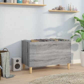 Platenkast 74,5x38x48 cm bewerkt hout grijs sonoma eikenkleurig 1