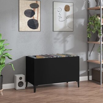 Platenkast 74,5x38x48 cm bewerkt hout zwart 1