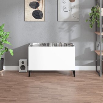 Platenkast 74,5x38x48 cm bewerkt hout hoogglans wit 3