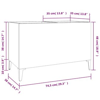 Platenkast 74,5x38x48 cm bewerkt hout hoogglans wit 8