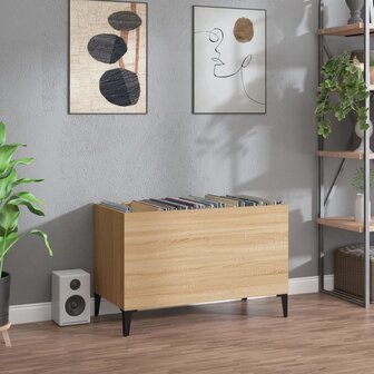 Platenkast 74,5x38x48 cm bewerkt hout sonoma eikenkleurig 1