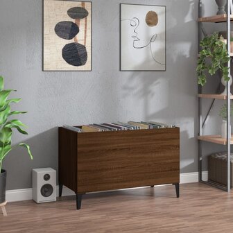 Platenkast 74,5x38x48 cm bewerkt hout bruin eikenkleur 1