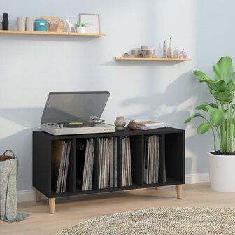 Platenkast 100x38x48 cm bewerkt hout zwart 1