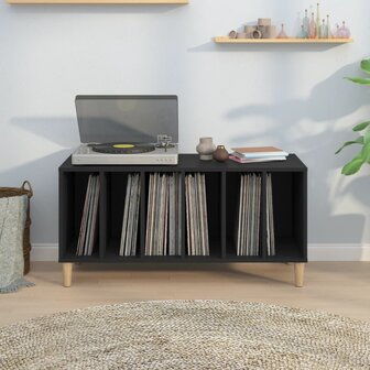 Platenkast 100x38x48 cm bewerkt hout zwart 3
