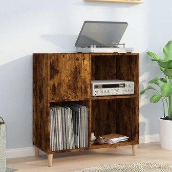 Platenkast 84,5x38x89 cm bewerkt hout gerookt eikenkleurig 1
