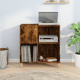 Platenkast 84,5x38x89 cm bewerkt hout gerookt eikenkleurig 3