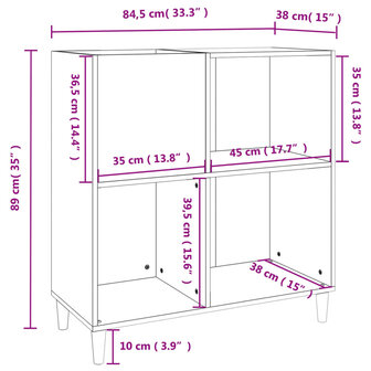Platenkast 84,5x38x89 cm bewerkt hout gerookt eikenkleurig 9
