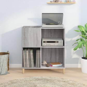 Platenkast 84,5x38x89 cm bewerkt hout grijs sonoma eikenkleurig 3