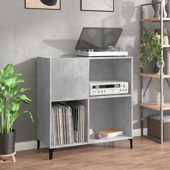 Platenkast 84,5x38x89 cm bewerkt hout betongrijs 1