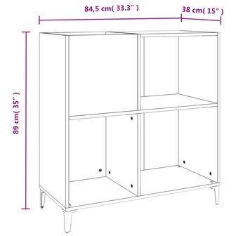 Platenkast 84,5x38x89 cm bewerkt hout betongrijs 9