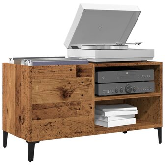 Platenkast 84,5x38x48 cm bewerkt hout oud houtkleurig 1