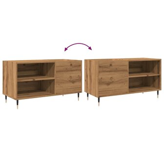 Platenkast 84,5x38x48 cm bewerkt hout artisanaal eikenkleur 7