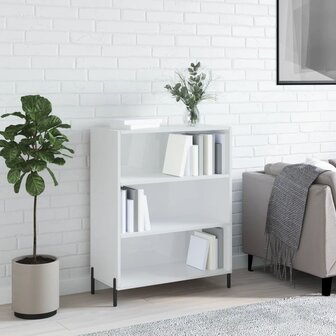 Schappenkast 69,5x32,5x90 cm bewerkt hout hoogglans wit 1