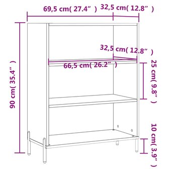 Schappenkast 69,5x32,5x90 cm bewerkt hout sonoma eikenkleurig 9