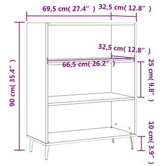 Schappenkast 69,5x32,5x90 cm bewerkt hout betongrijs 9