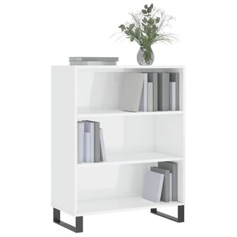Schappenkast 69,5x32,5x90 cm bewerkt hout hoogglans wit 3