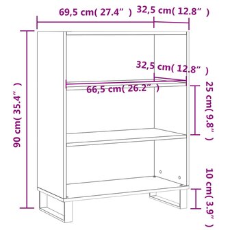Schappenkast 69,5x32,5x90 cm bewerkt hout hoogglans wit 9