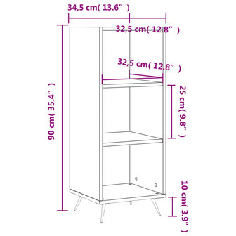 Schappenkast 34,5x32,5x90 cm bewerkt hout wit 9