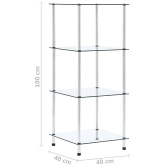Kastje 4-laags 40x40x100 cm gehard glas transparant 5