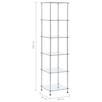 Kastje 6-laags 40x40x160 cm gehard glas transparant 6
