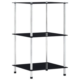 Kastje 3-laags 40x40x67 cm gehard glas zwart 1