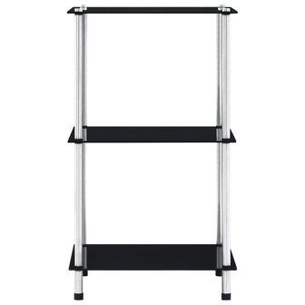 Kastje 3-laags 40x40x67 cm gehard glas zwart 2