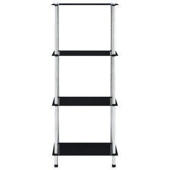 Kastje 4-laags 40x40x100 cm gehard glas zwart 2