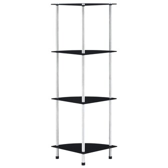 Kastje 4-laags 30x30x100 cm gehard glas zwart 1