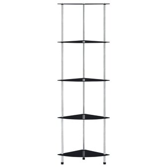 Kastje 5-laags 30x30x130 cm gehard glas zwart 2