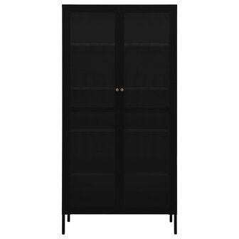 Vitrinekast 90x40x180 cm staal en gehard glas zwart 3