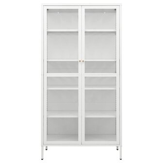Vitrinekast 90x40x180 cm staal en gehard glas wit 3