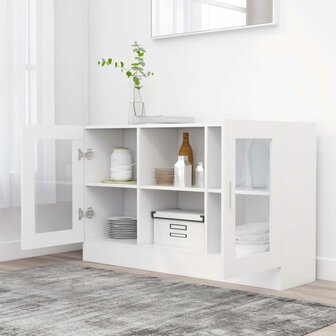 Vitrinekast 120x30,5x70 cm bewerkt hout wit 3