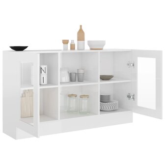 Vitrinekast 120x30,5x70 cm bewerkt hout hoogglans wit 4