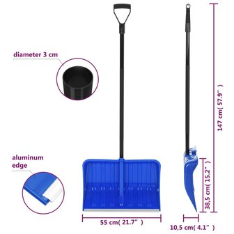 Sneeuwschep 147 cm metaal blauw 6