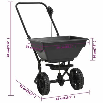 Strooiwagen duwmodel 15 L 92x46x70 cm PVC en staal 8