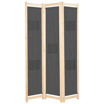 Kamerscherm met 3 panelen 120x170x4 cm stof grijs 1