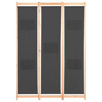Kamerscherm met 3 panelen 120x170x4 cm stof grijs 2