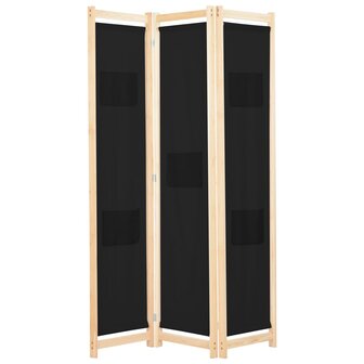 Kamerscherm met 3 panelen 120x170x4 cm stof zwart 1