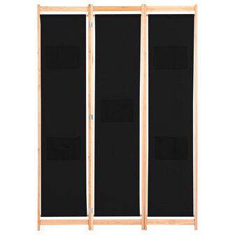Kamerscherm met 3 panelen 120x170x4 cm stof zwart 2