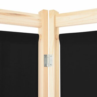 Kamerscherm met 3 panelen 120x170x4 cm stof zwart 5