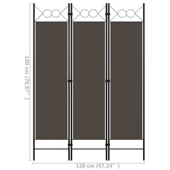Kamerscherm met 3 panelen 120x180 cm antraciet 6
