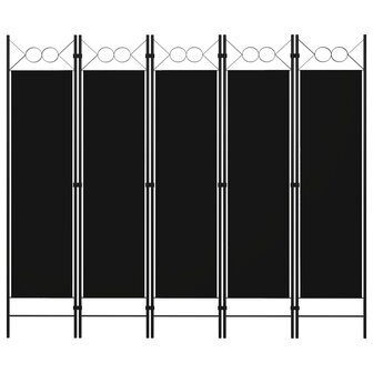 Kamerscherm met 5 panelen 200x180 cm zwart 1